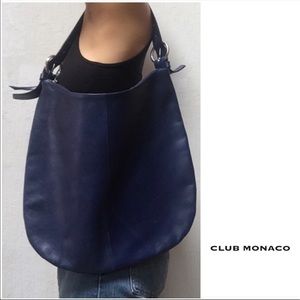 Club Monaco Indigo Leather Hobo Shoulder Bag